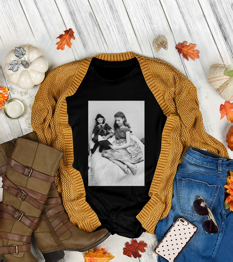 Robin Morgan Young Girl Reading With Doll Vintage Photograph T-Shirt