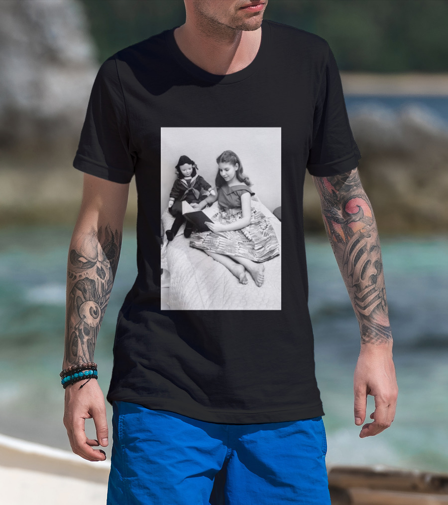 Robin Morgan Young Girl Reading With Doll Vintage Photograph T-Shirt