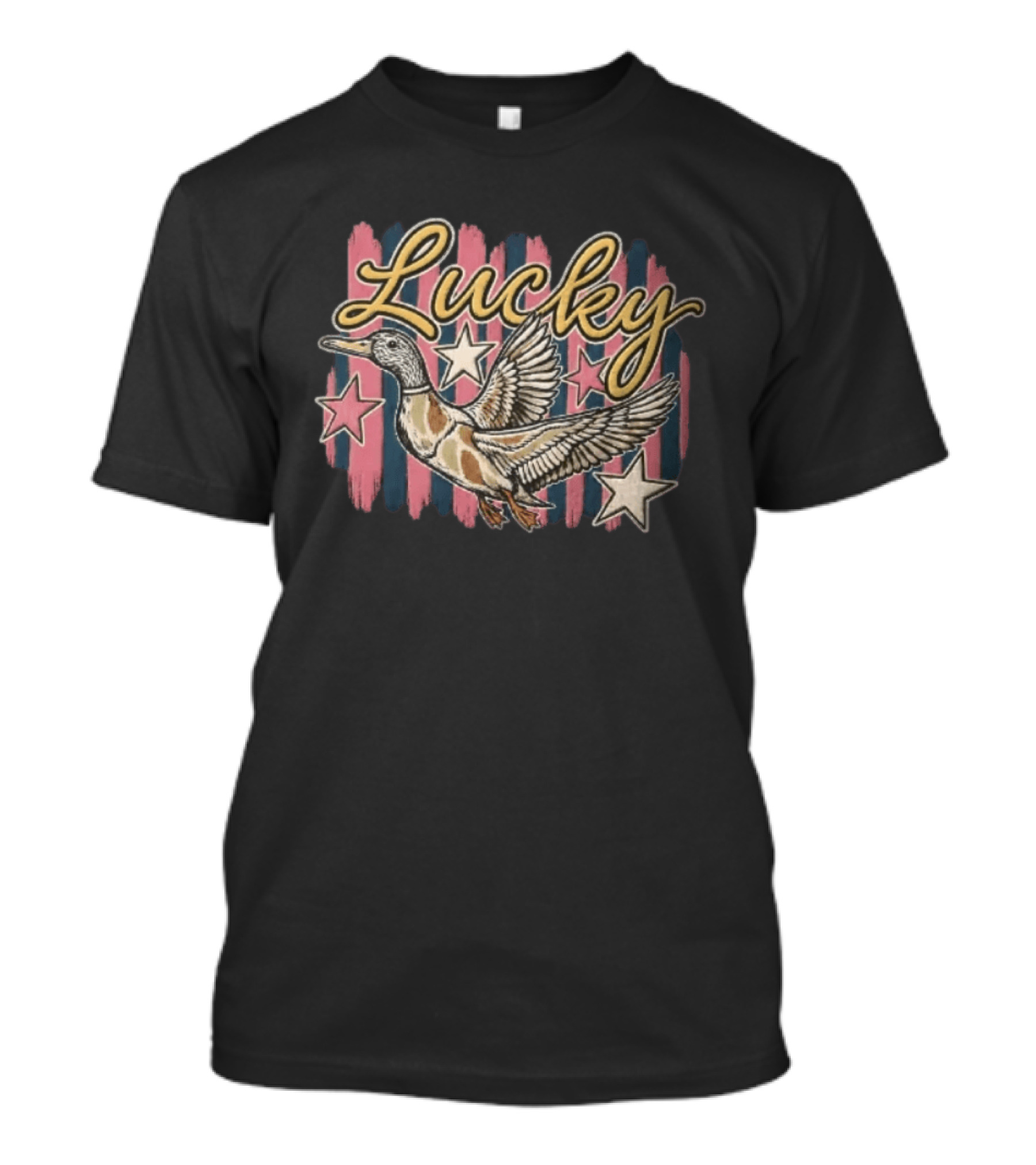Lucky Duck Stars Pink And Blue Stripes T-Shirt