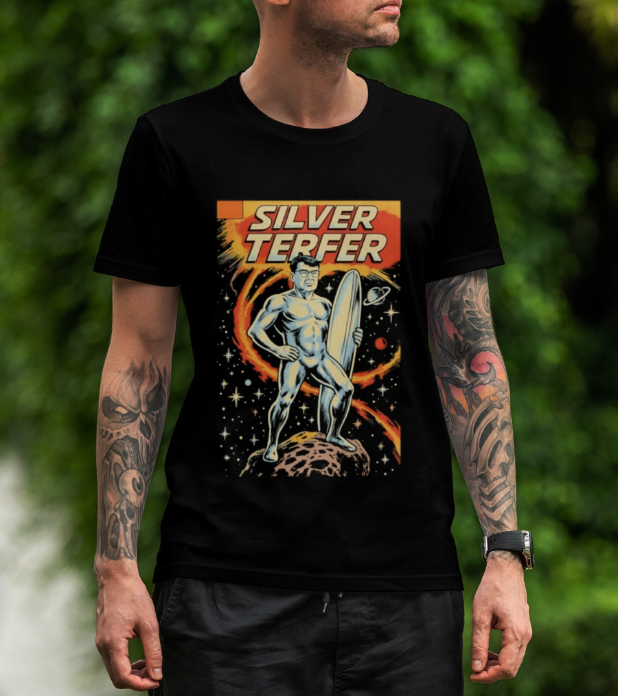 Silver Terfer Cosmic Voyager Retro Comic T-Shirt
