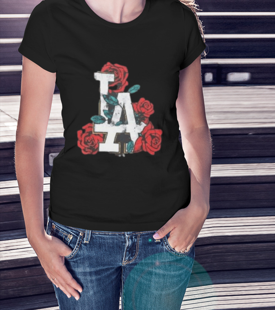 Los Angeles Dodgers LA Roses MLB Team Fan T-Shirt