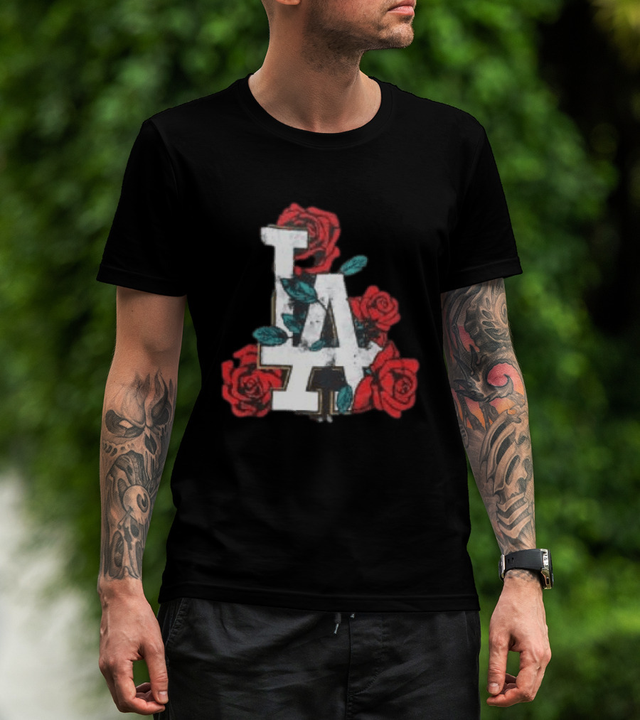 Los Angeles Dodgers LA Roses MLB Team Fan T-Shirt