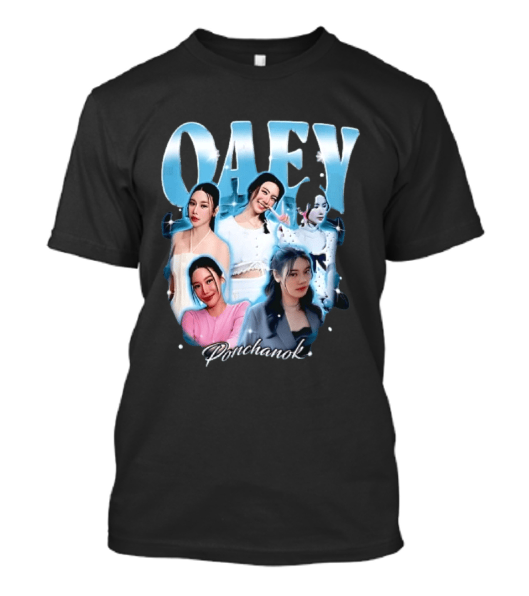 Oaey Ponchanok Woman Collage Blue Aura Sparkles Bootleg T-Shirt