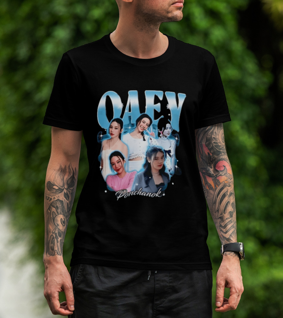 Oaey Ponchanok Woman Collage Blue Aura Sparkles Bootleg T-Shirt