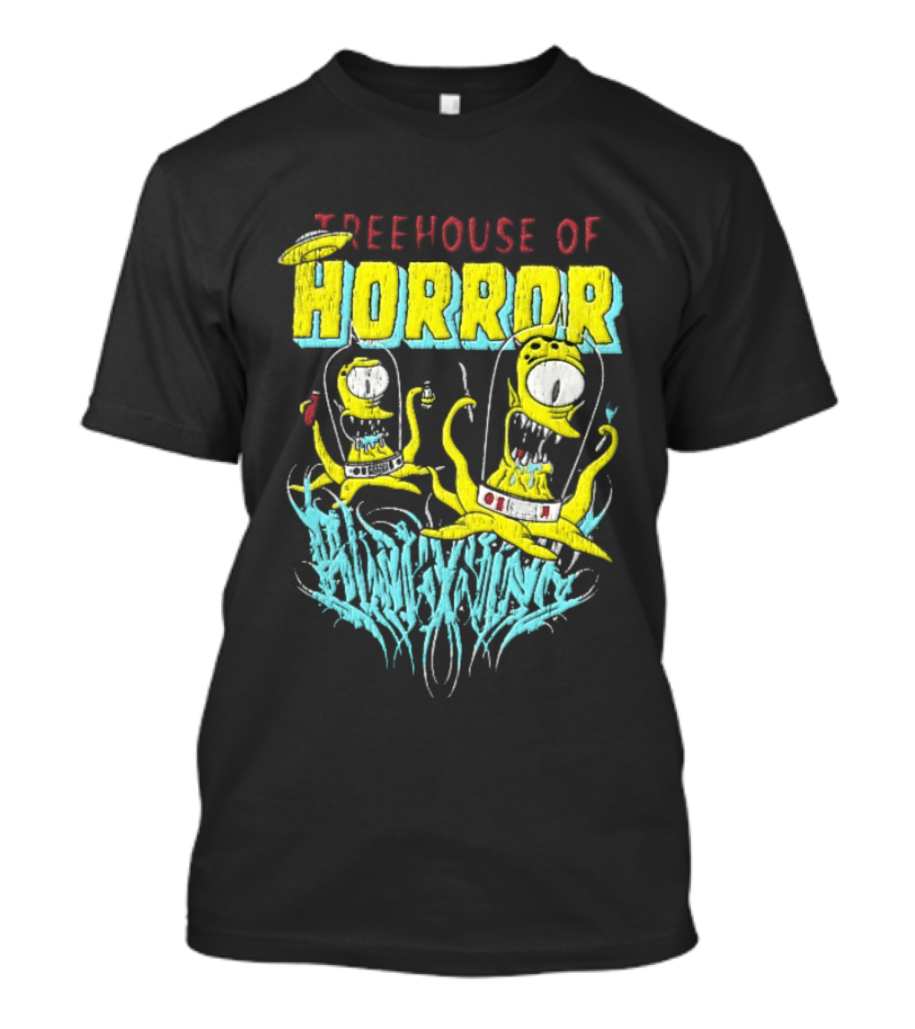 Treehouse Of Horror Kang Kodos Aliens Tentacles Distressed Cartoon T-Shirt