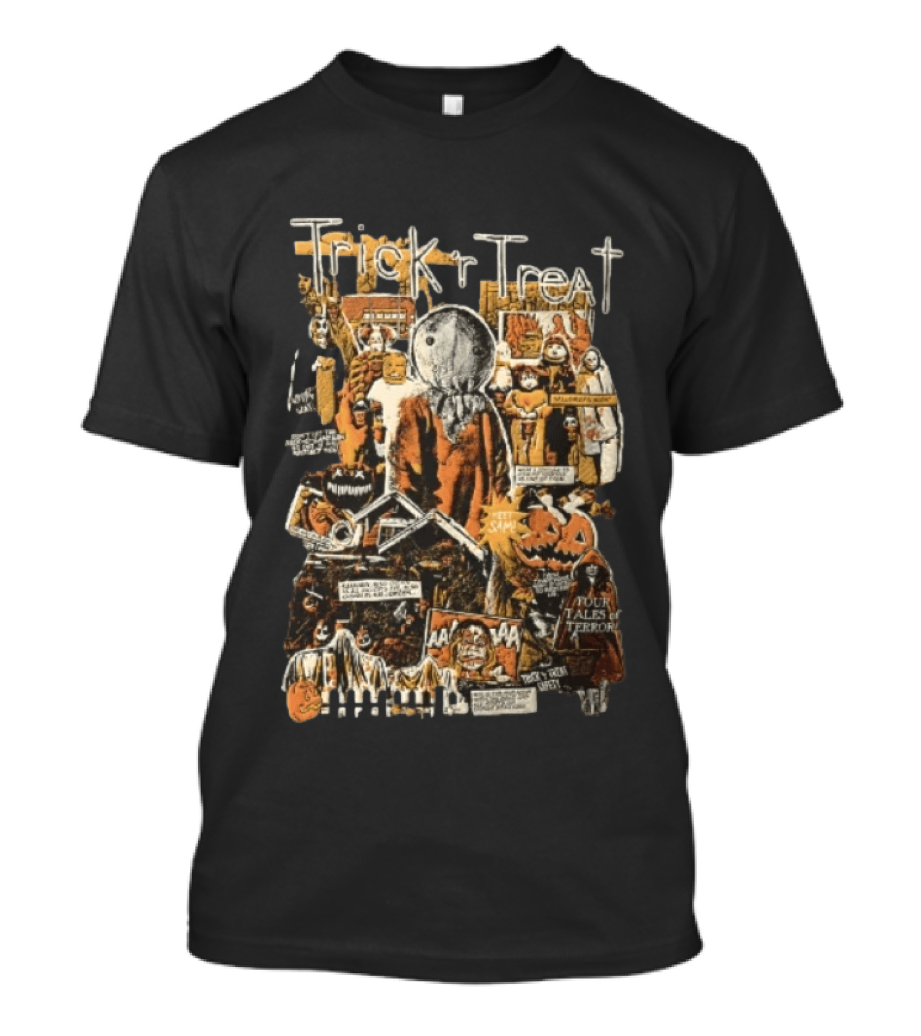 Trick R Treat Sam Halloween Four Tales Of Terror Horror Comic Collage T-Shirt