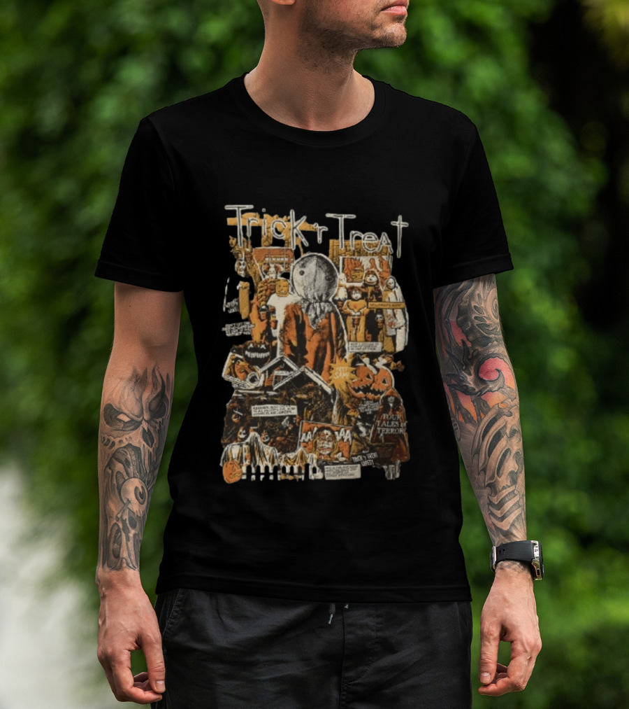 Trick R Treat Sam Halloween Four Tales Of Terror Horror Comic Collage T-Shirt