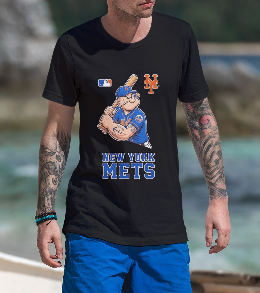 Popeye New York Mets MLB Baseball Battling Mets T-Shirt