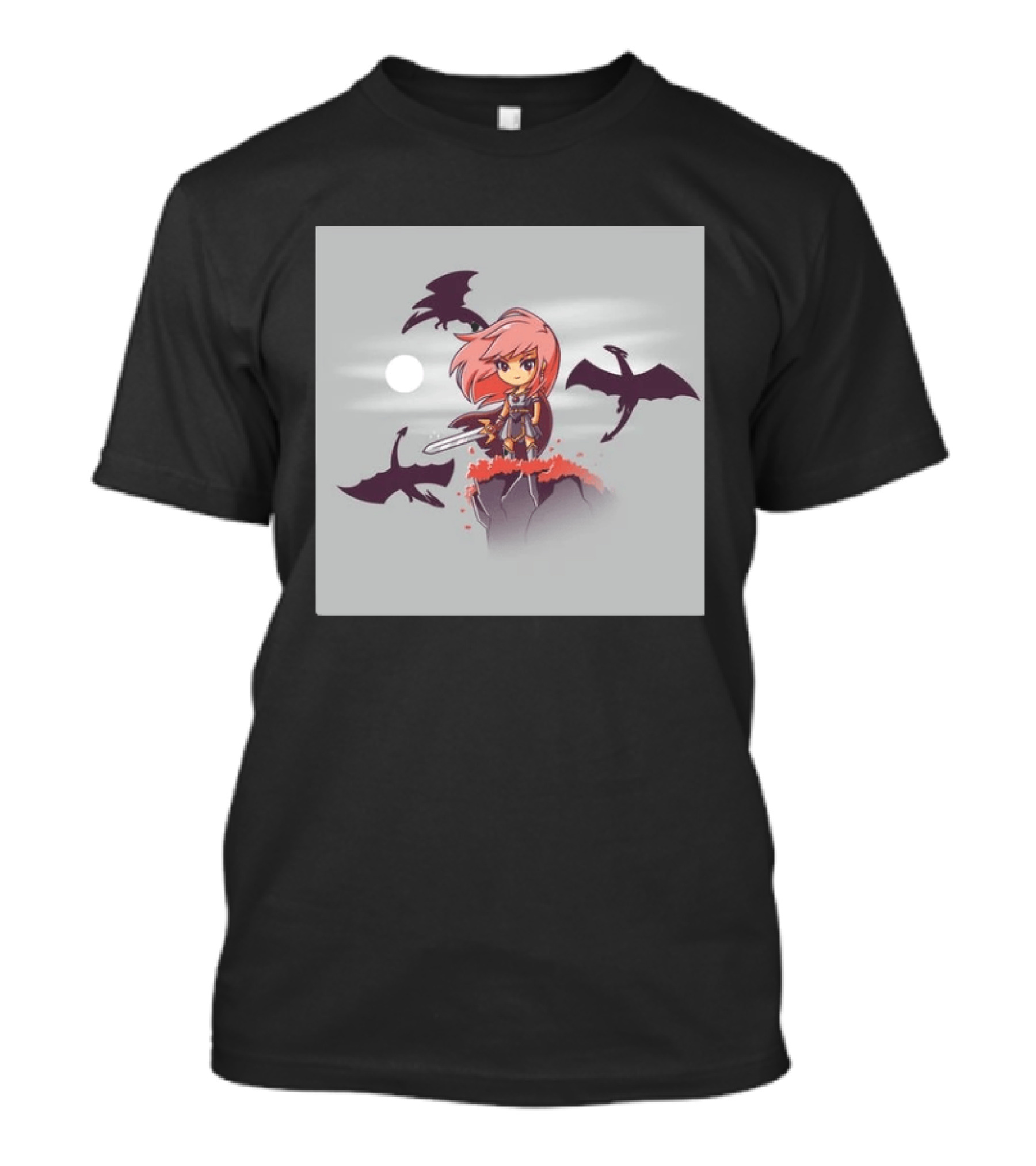 Princesse Guerrière Nerdy Anime Warrior With Sword And Dragons T-Shirt