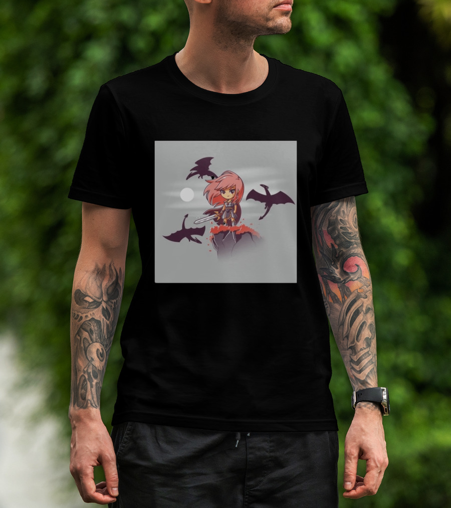 Princesse Guerrière Nerdy Anime Warrior With Sword And Dragons T-Shirt