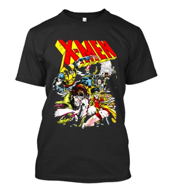 X Men Wolverine Gambit Jubilee Cyclops Storm Classic Comic Characters Distressed T-Shirt