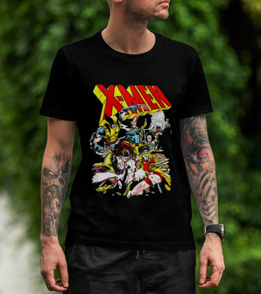 X Men Wolverine Gambit Jubilee Cyclops Storm Classic Comic Characters Distressed T-Shirt