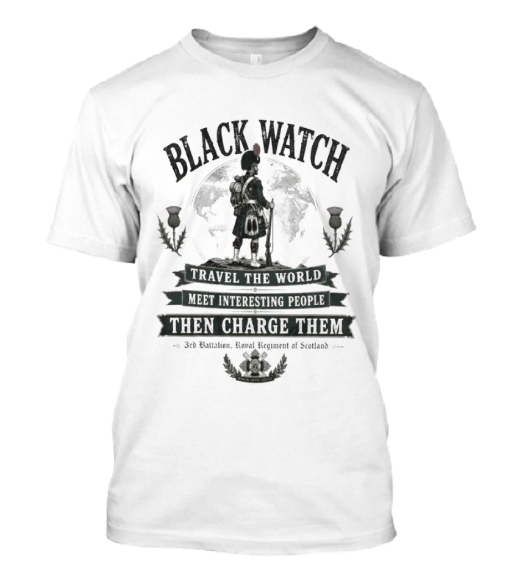 Black Travel The World Meet Interesting People Then Charge Them Vintage Military Humor T-Shirt