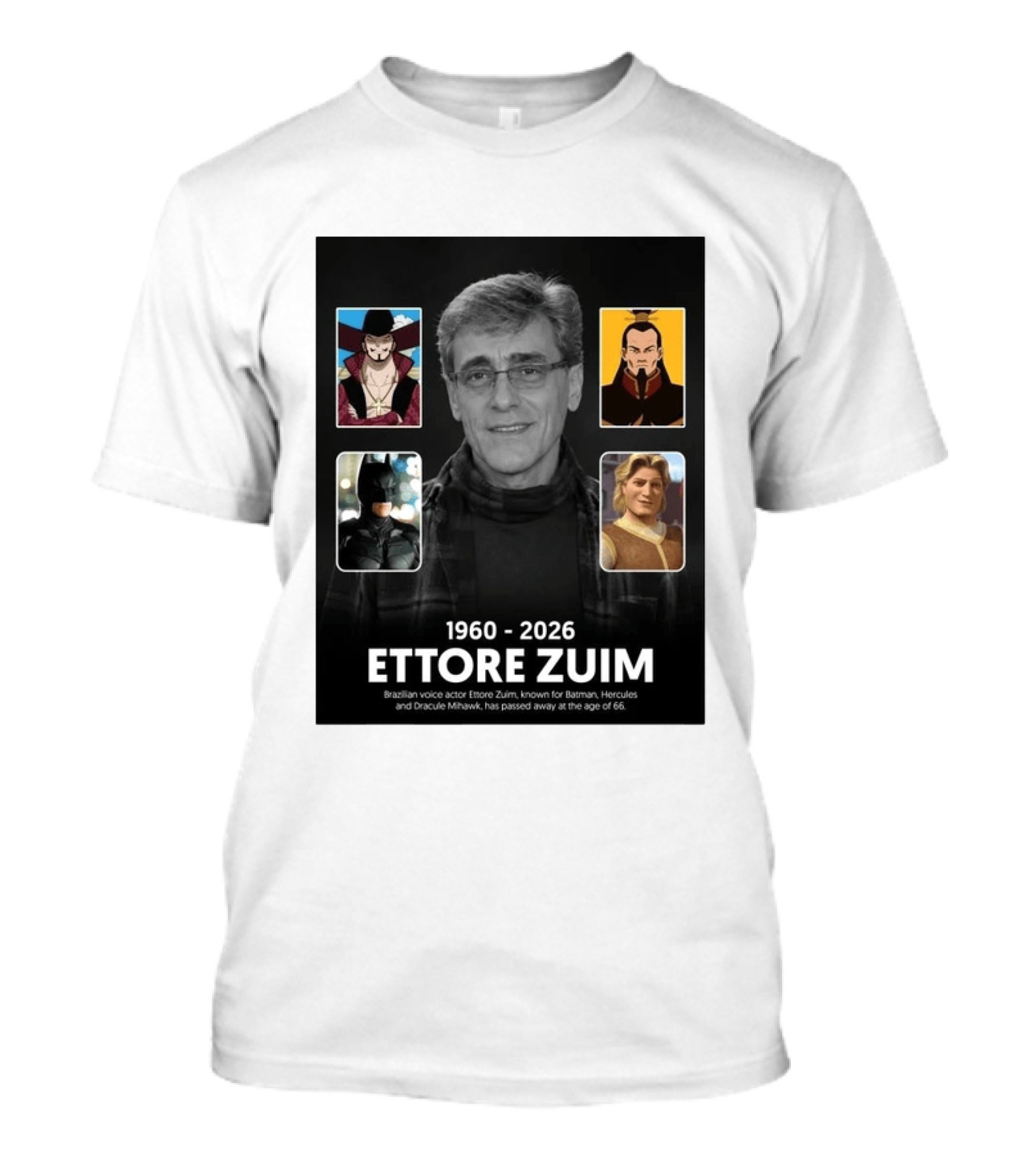 1960 2026 Ettore Zuim Batman Hercules Dracula Mihawk Voice Actor T-Shirt