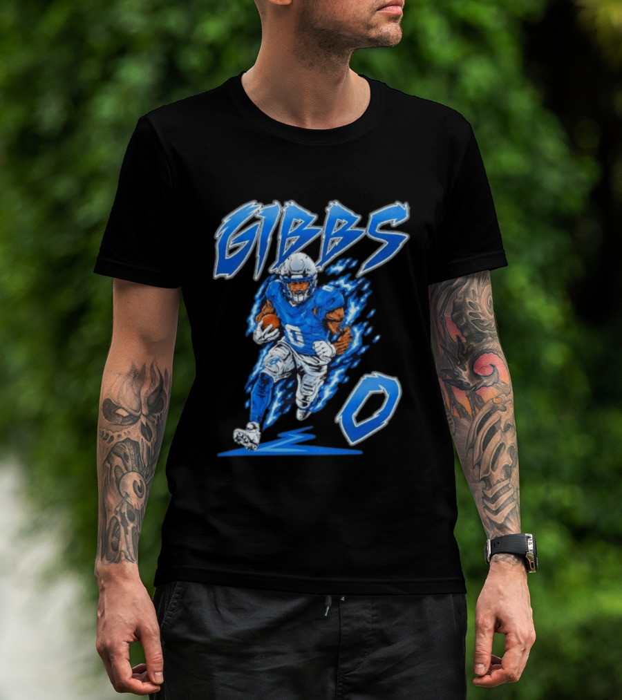 Gibbs No 0 Detroit Lions Football Player Action T-Shirt
