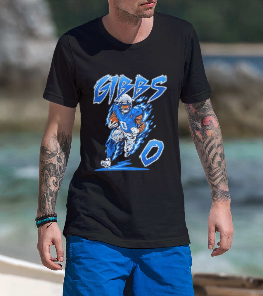 Gibbs No 0 Detroit Lions Football Player Action T-Shirt