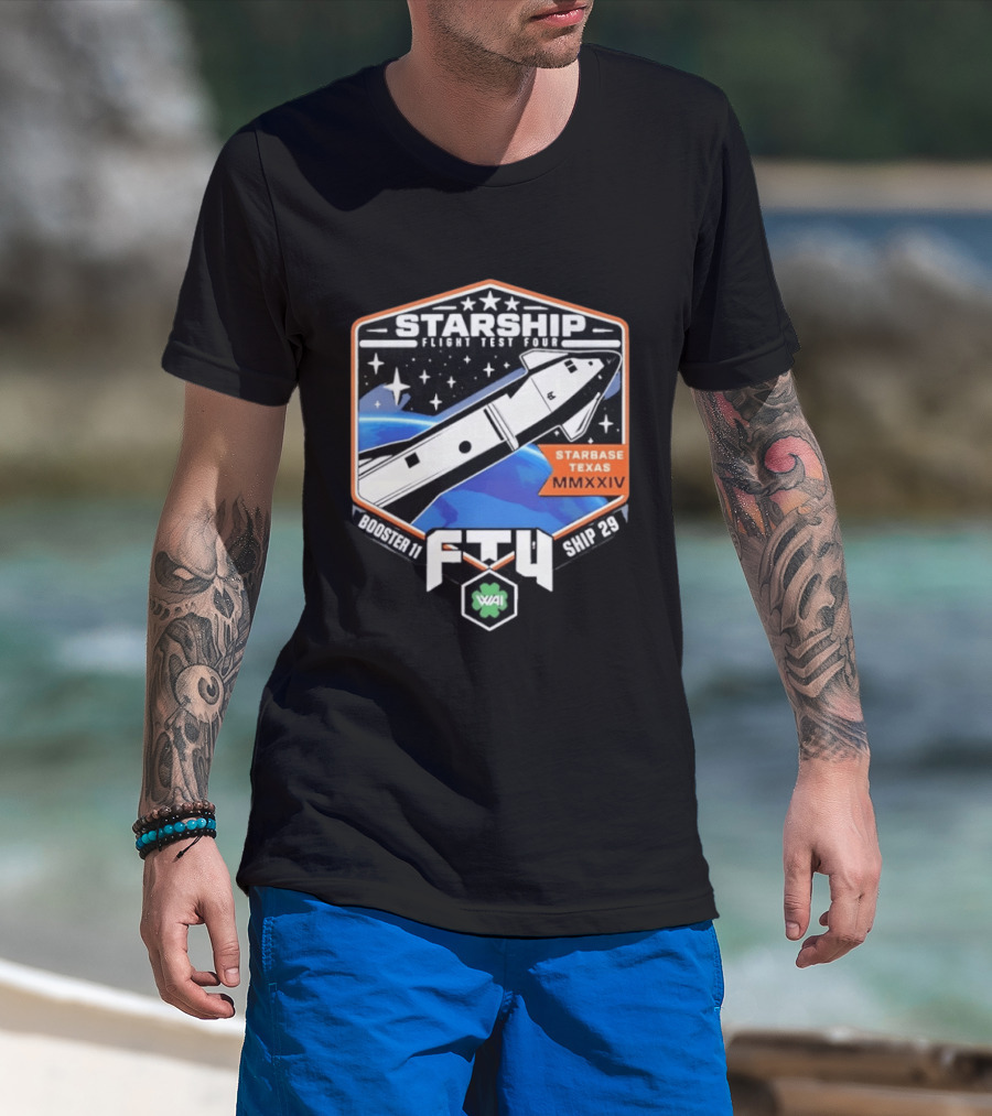 Starship Flight Test Four Starbase Texas MMXXIV Booster 11 Ship 29 F4T WAI T-Shirt