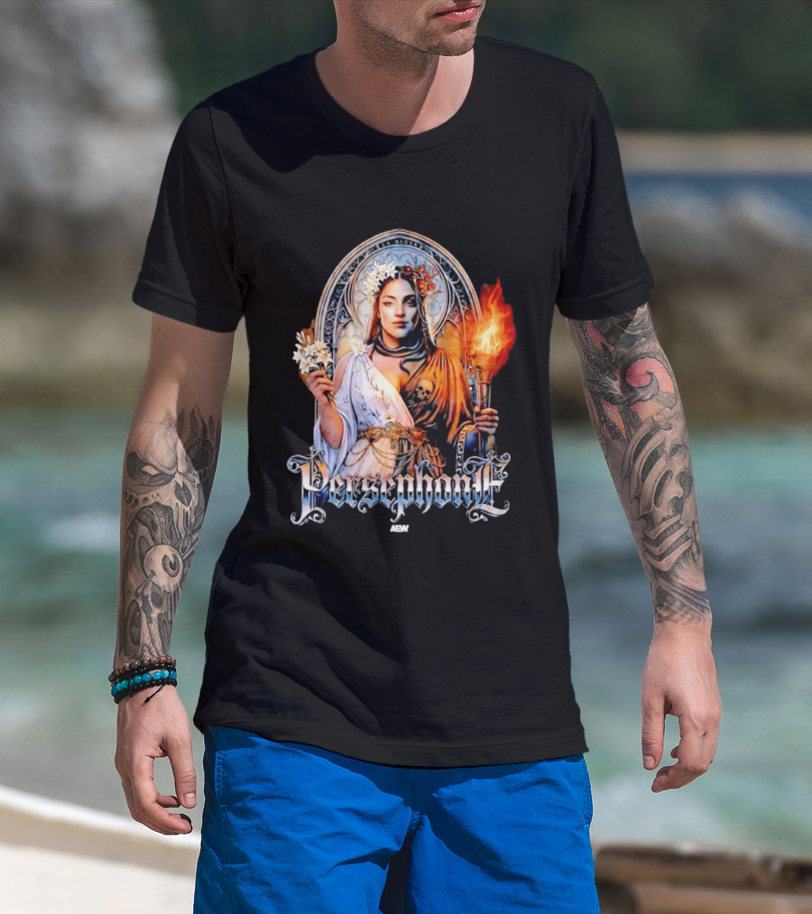 La Diosa Persephone Mythology AEW Wrestling Flame And Flowers T-Shirt