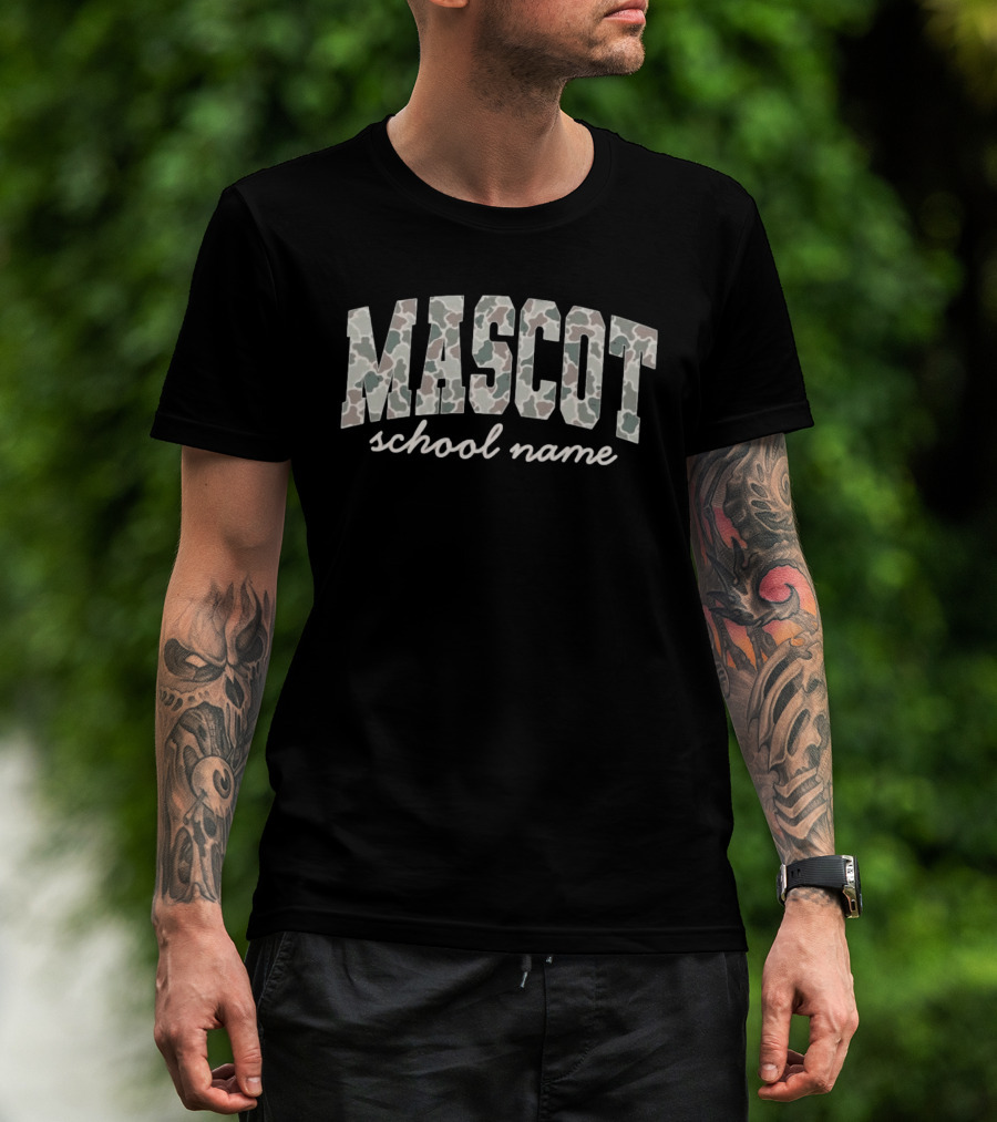 Mascot Camouflage School Name Back To School T-Shirt