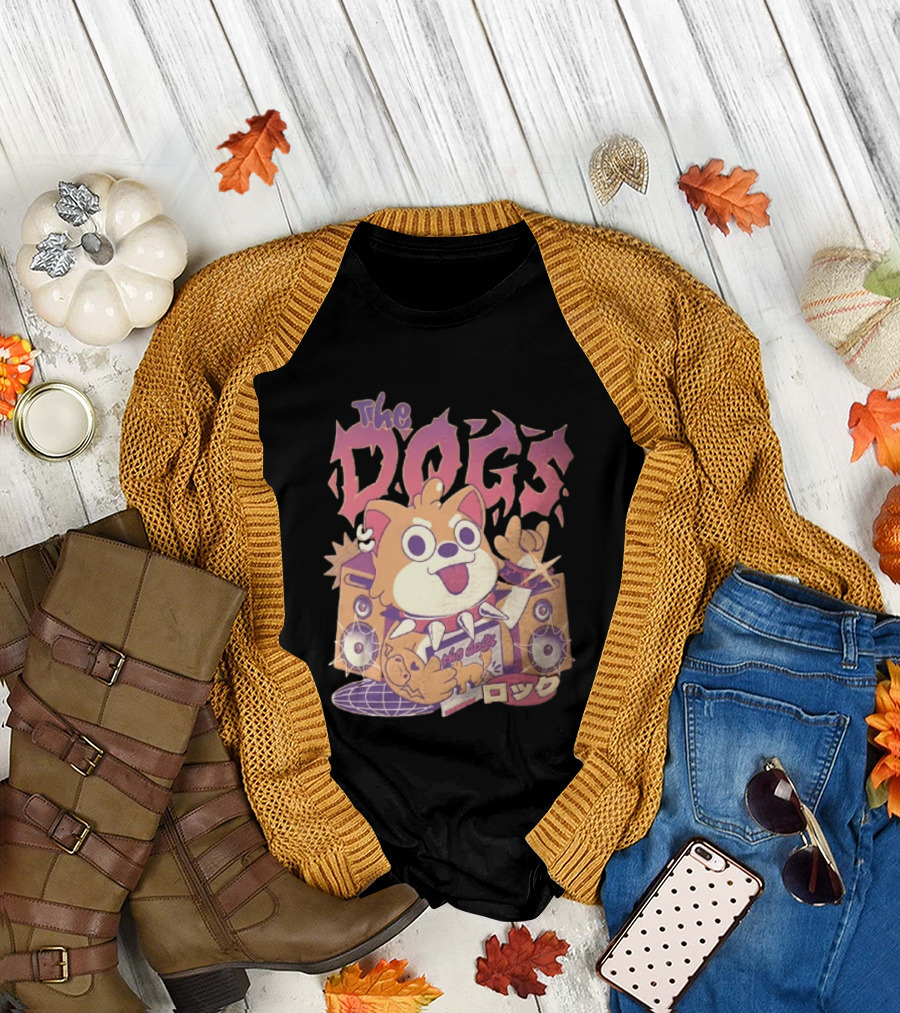 The Dogs Rock Shiba Inu Puppy Punk Rock Music Band With Speakers T-Shirt