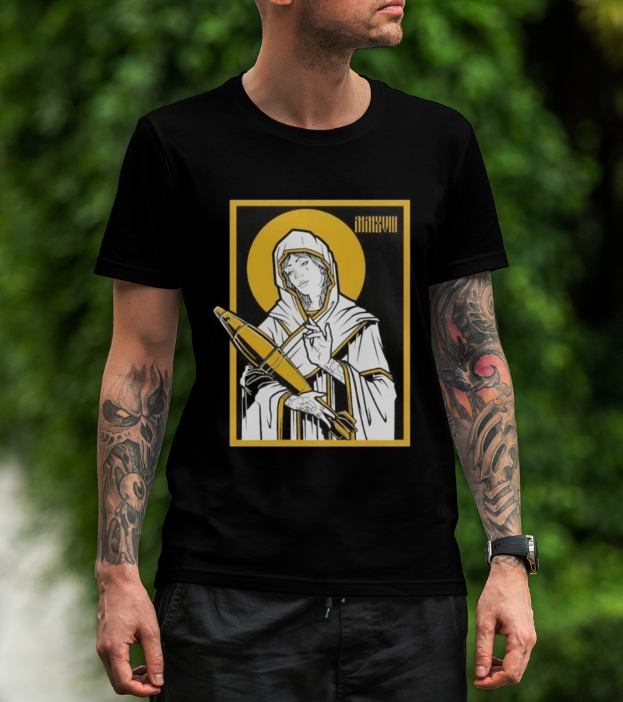 Mortar Mary MMXVIII Religious Iconography Halo And Missile T-Shirt