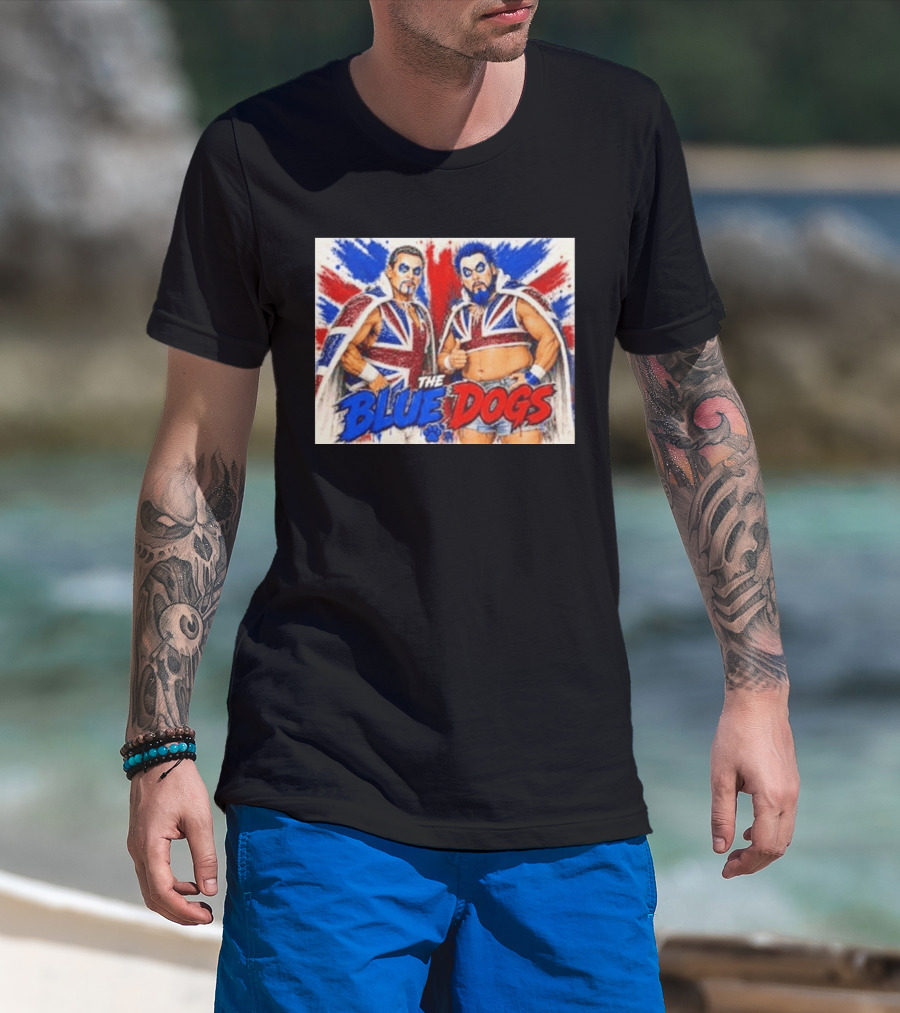 Dynamite Kid The Blue Dogs British Wrestling Union Jack Explosion T-Shirt