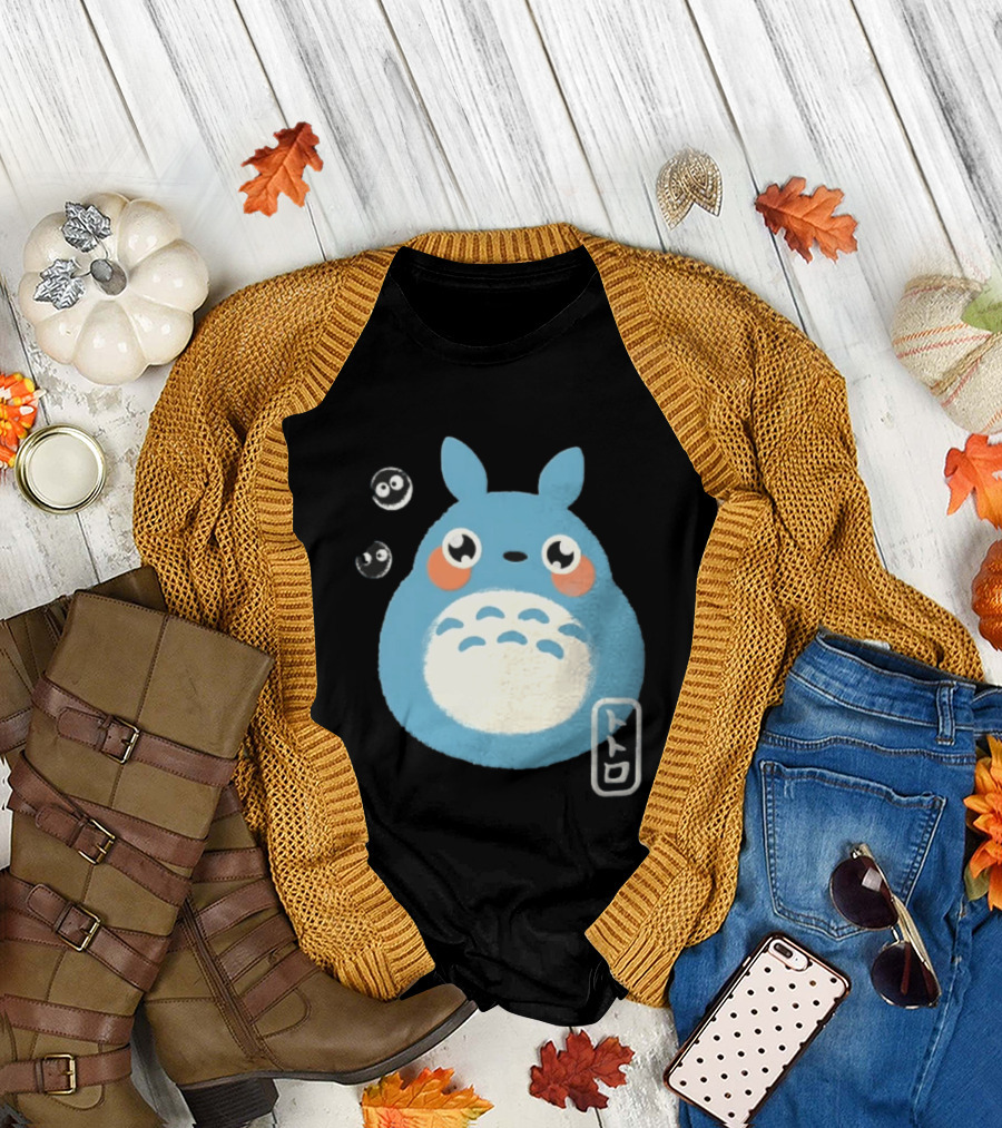 Totoro My Neighbor Totoro Blue Totoro With Soot Sprites T-Shirt