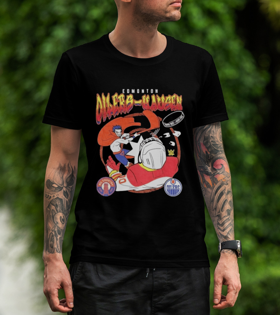 Edmonton Oilers Hausen Very Nice Very Evil WWE Summer Tour T-Shirt