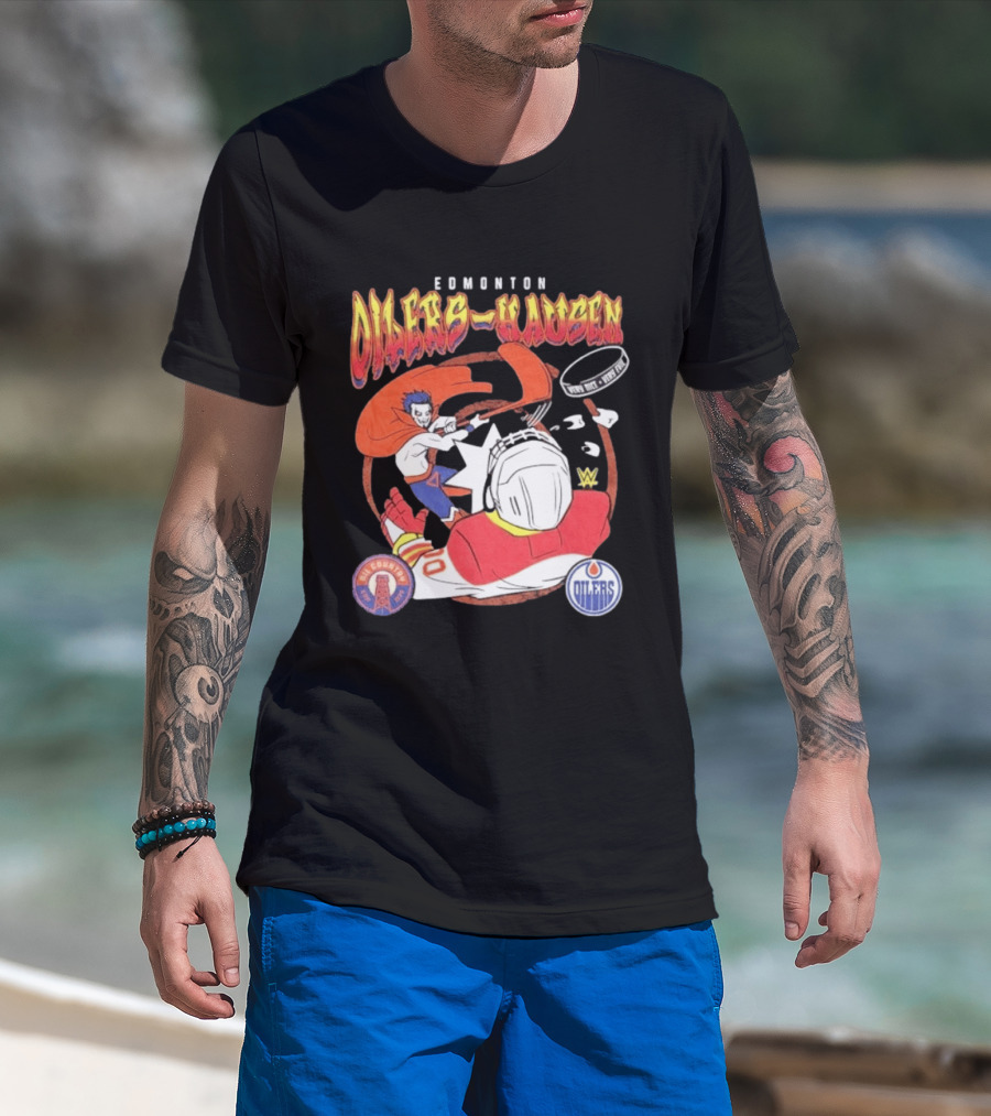 Edmonton Oilers Hausen Very Nice Very Evil WWE Summer Tour T-Shirt