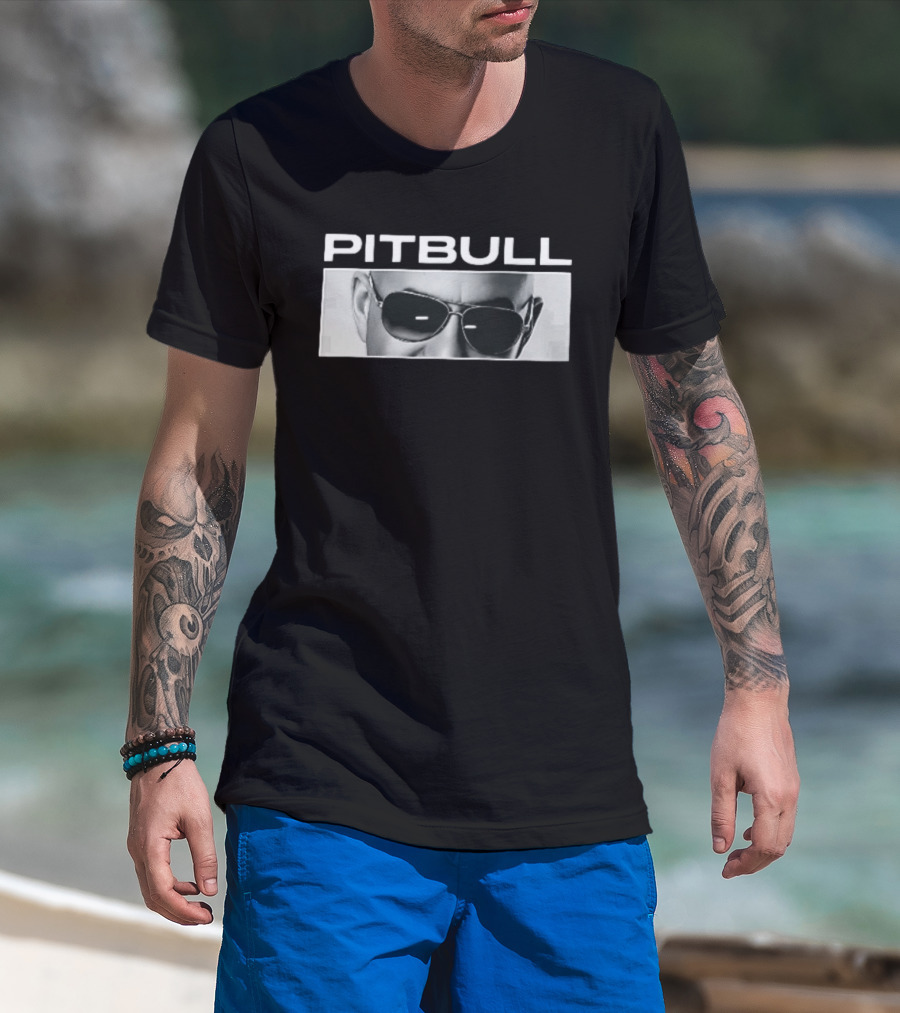 Pitbull Monochrome Aviator Sunglasses Close Up T-Shirt