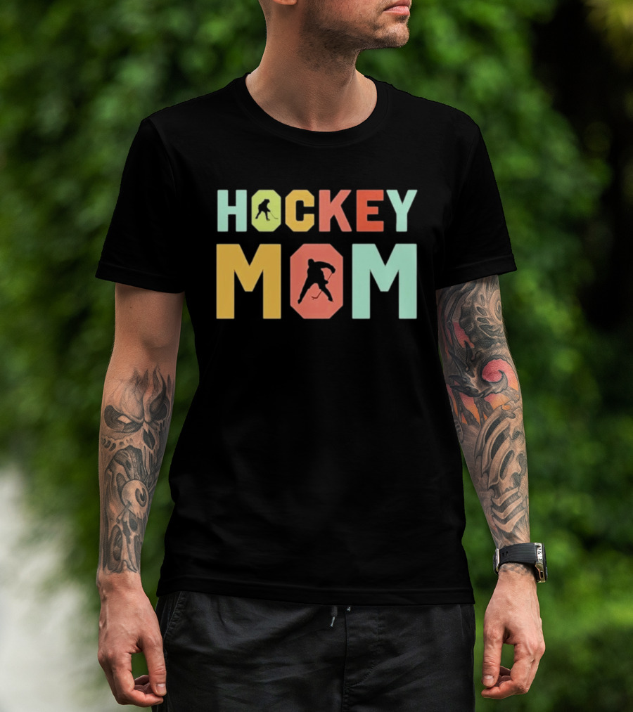 Hockey Mom Mother's Day Skating Silhouette Multicolor T-Shirt