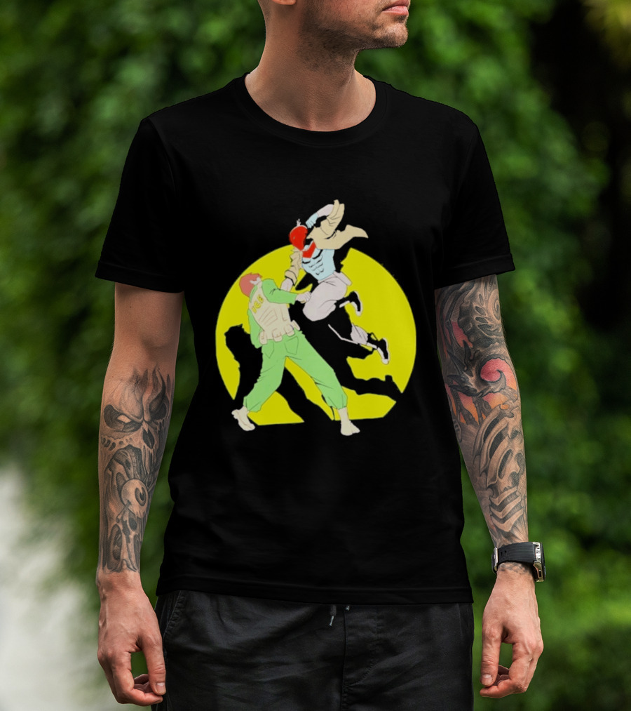 Red Hood Versus Ice Soldier Combat Action Scene T-Shirt