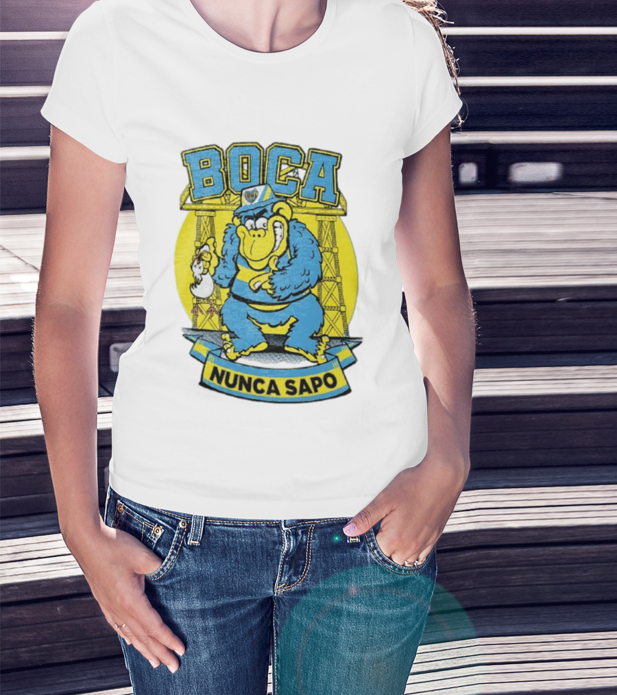 Boca Juniors Gorilla Wearing Cap Holding Chicken Boca Nunca Sapo T-Shirt