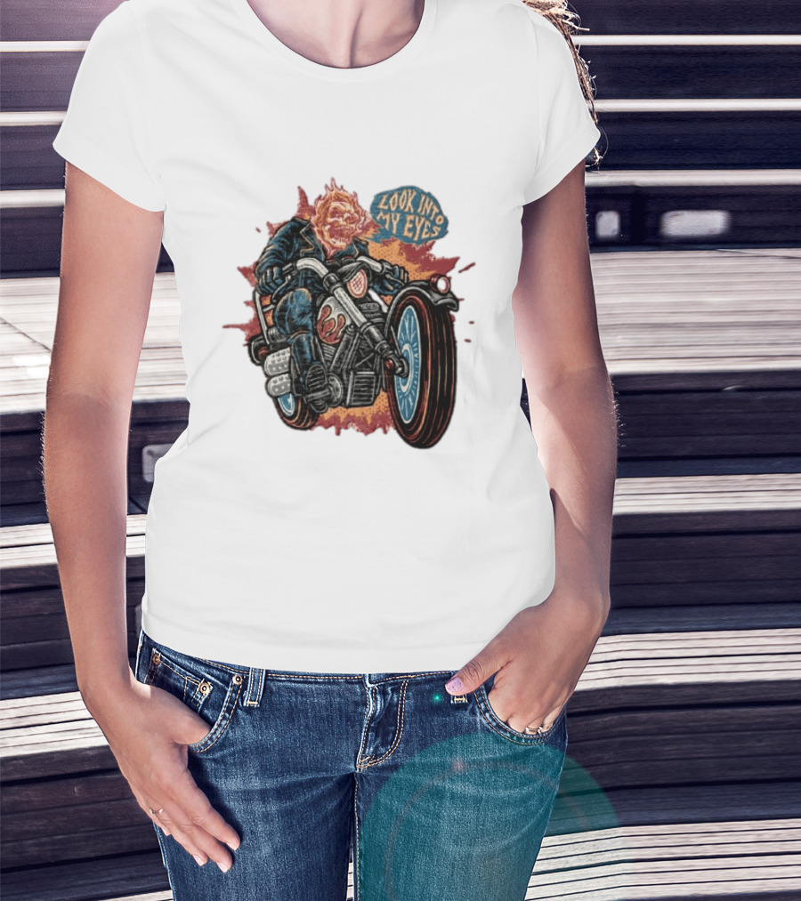 Ghost Rider Look Into My Eyes Marvel Comics Motorcycle Spirit Of Vengeance T-Shirt