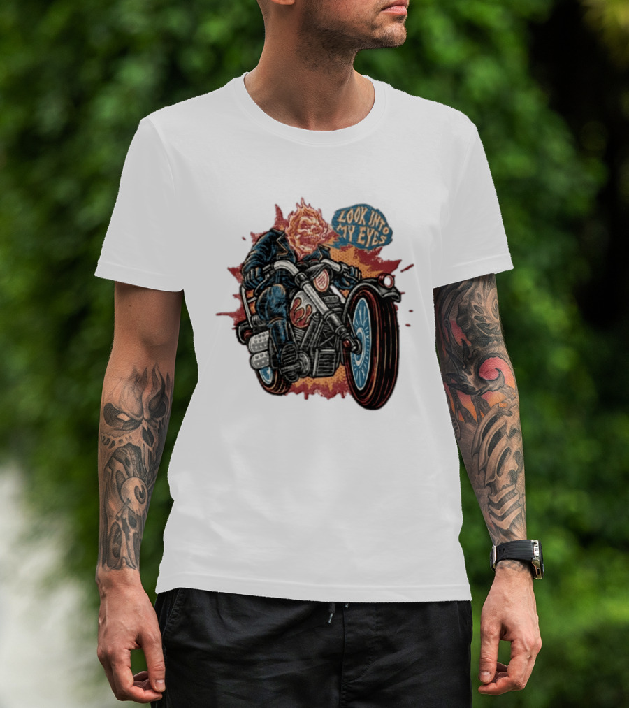 Ghost Rider Look Into My Eyes Marvel Comics Motorcycle Spirit Of Vengeance T-Shirt
