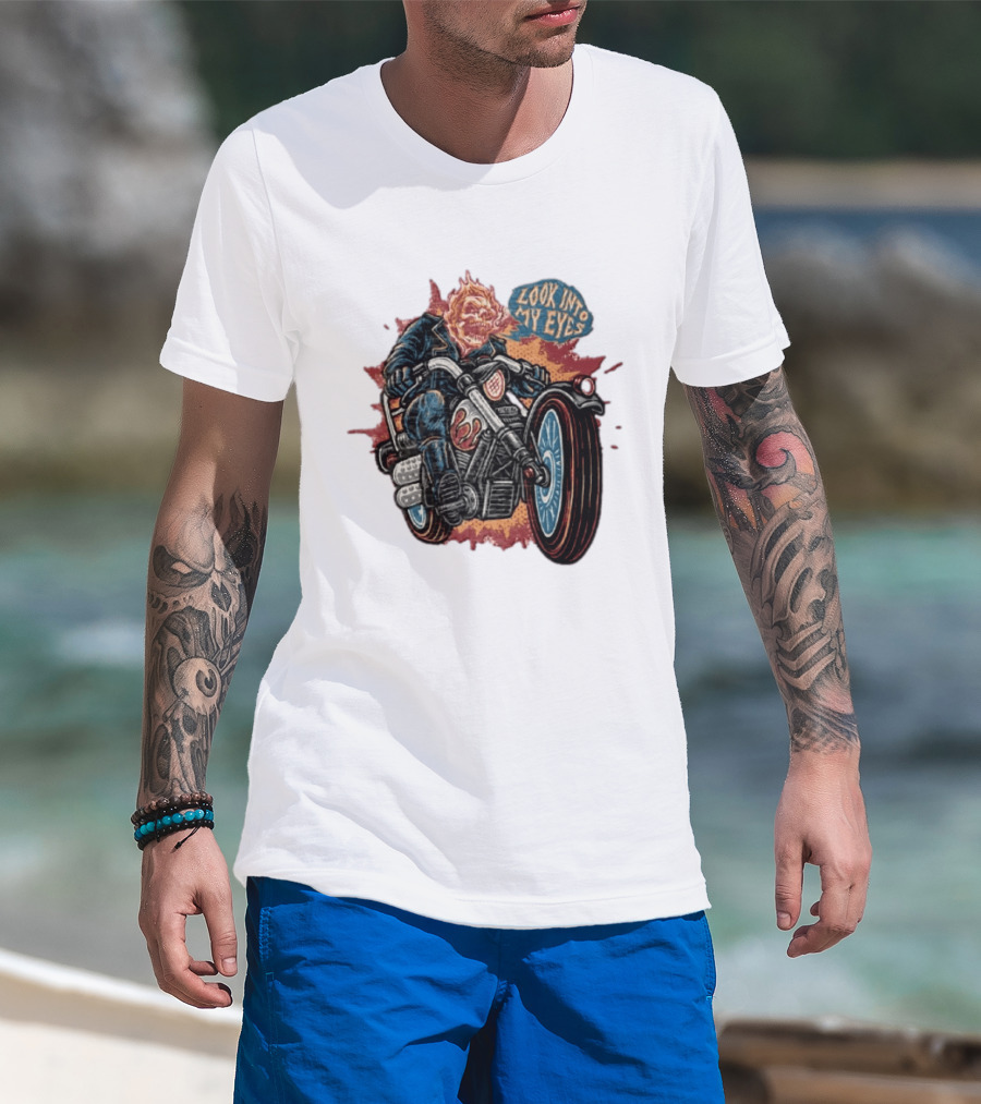 Ghost Rider Look Into My Eyes Marvel Comics Motorcycle Spirit Of Vengeance T-Shirt