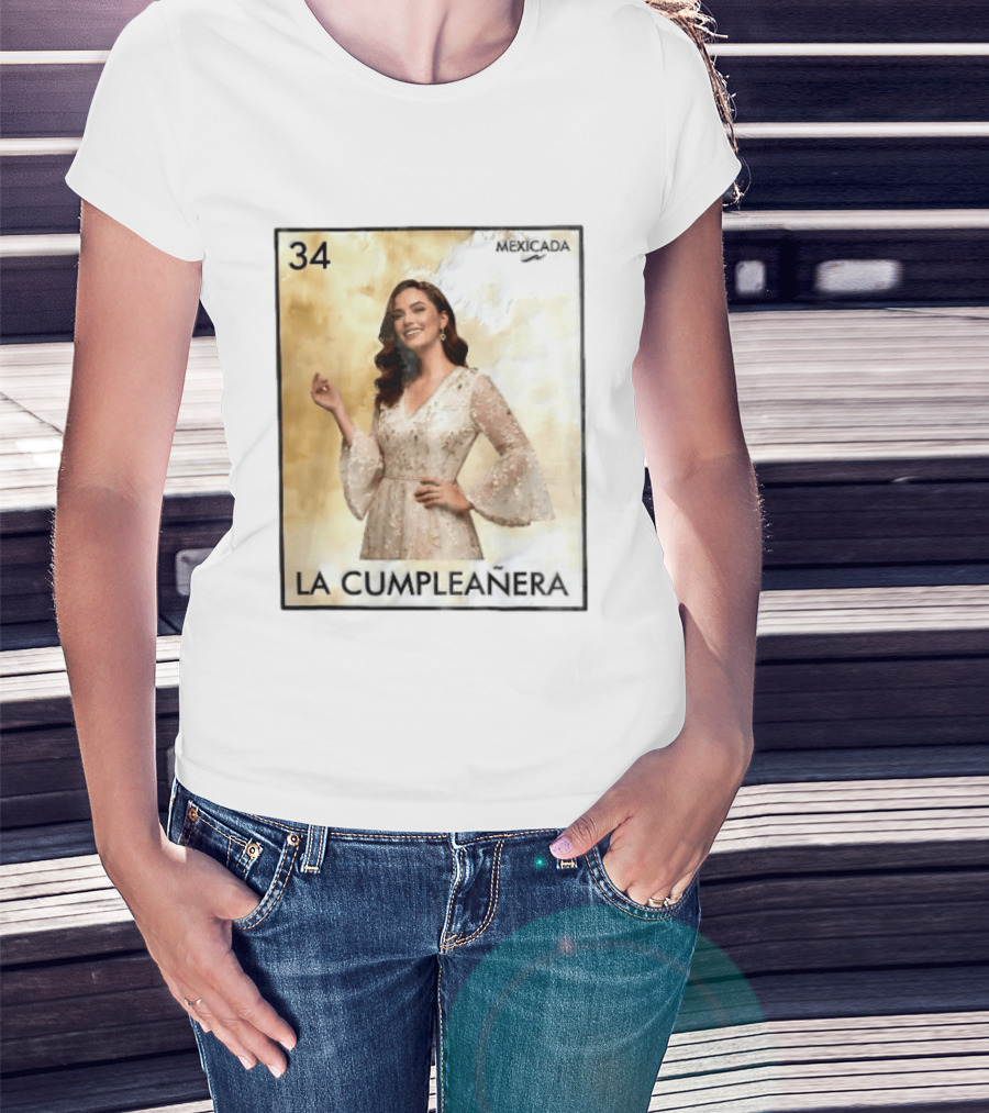 Mexicada 34 La Cumpleañera Loteria Card Woman White Dress T-Shirt