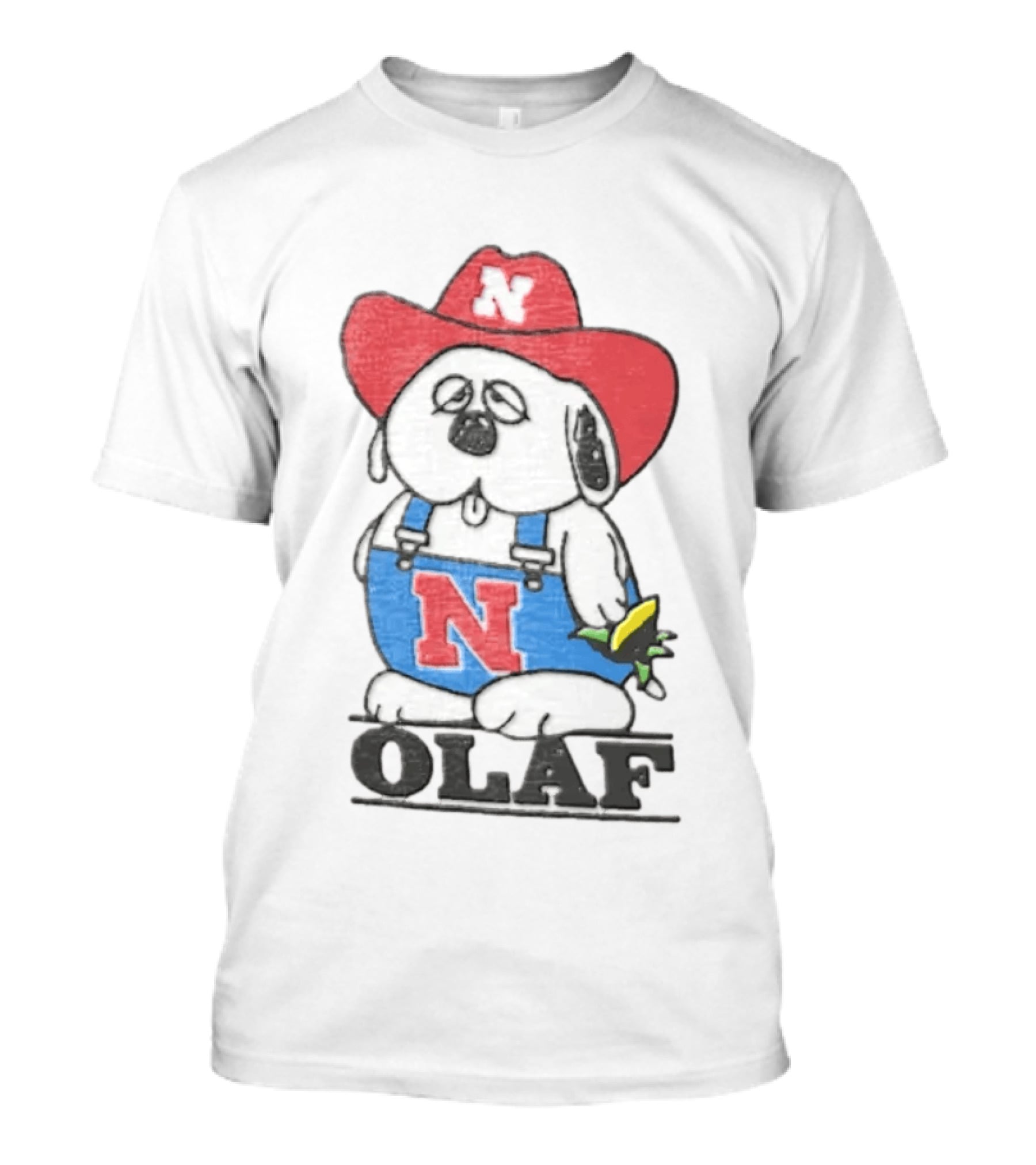 Olaf Nebraska Cornhuskers N Logo Cowboy Hat Cartoon T-Shirt