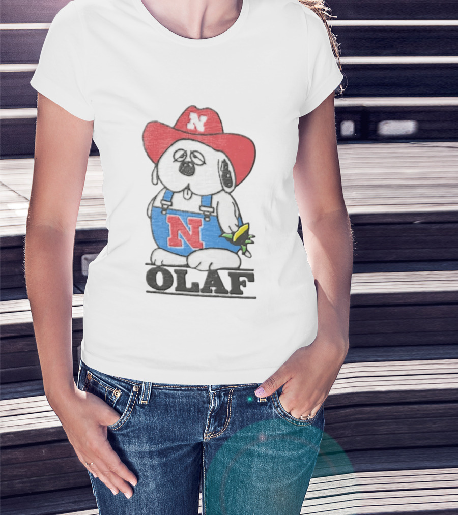 Olaf Nebraska Cornhuskers N Logo Cowboy Hat Cartoon T-Shirt