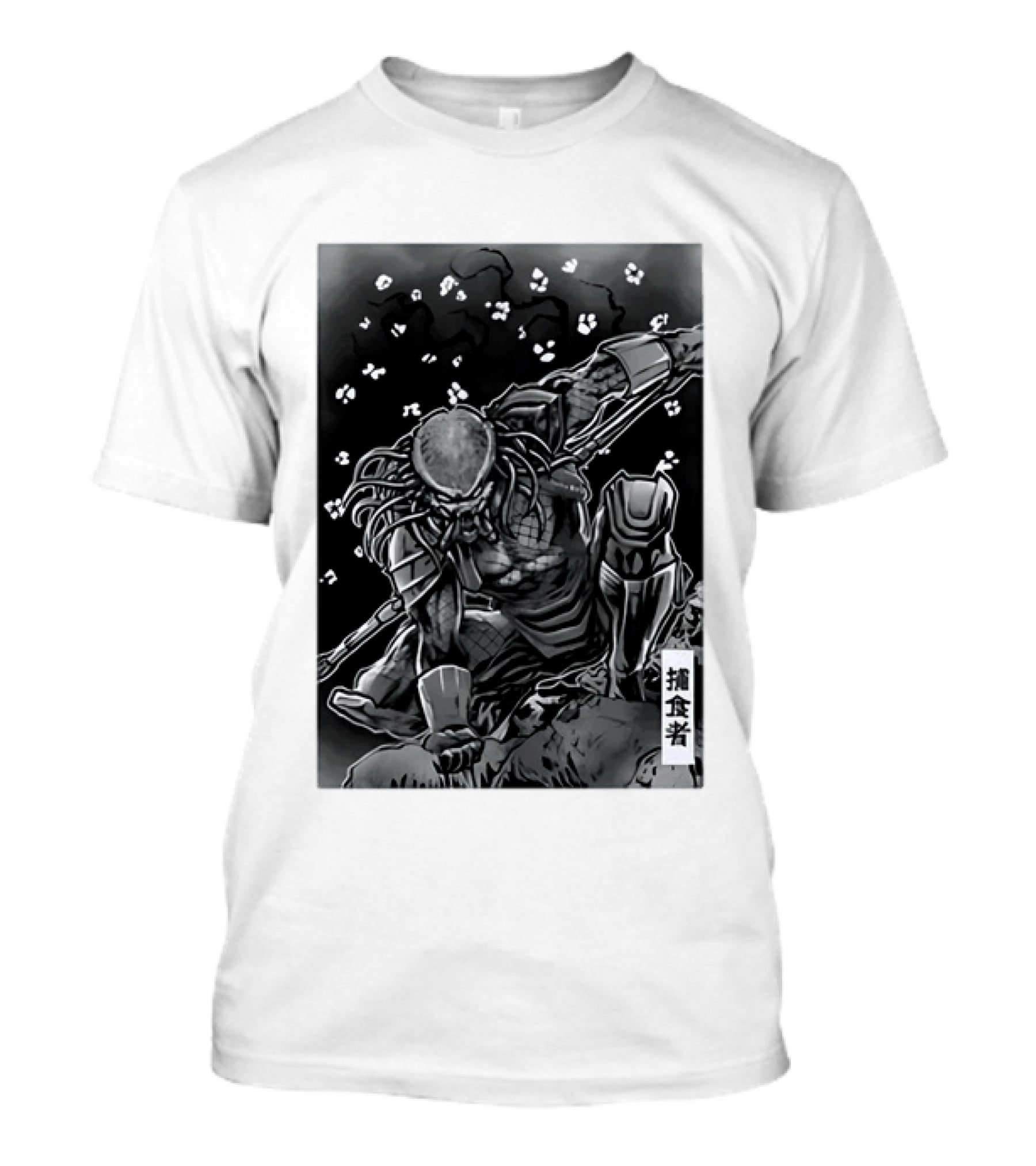 Predator Japanese Kanji Ink Sci Fi Alien Manga T-Shirt
