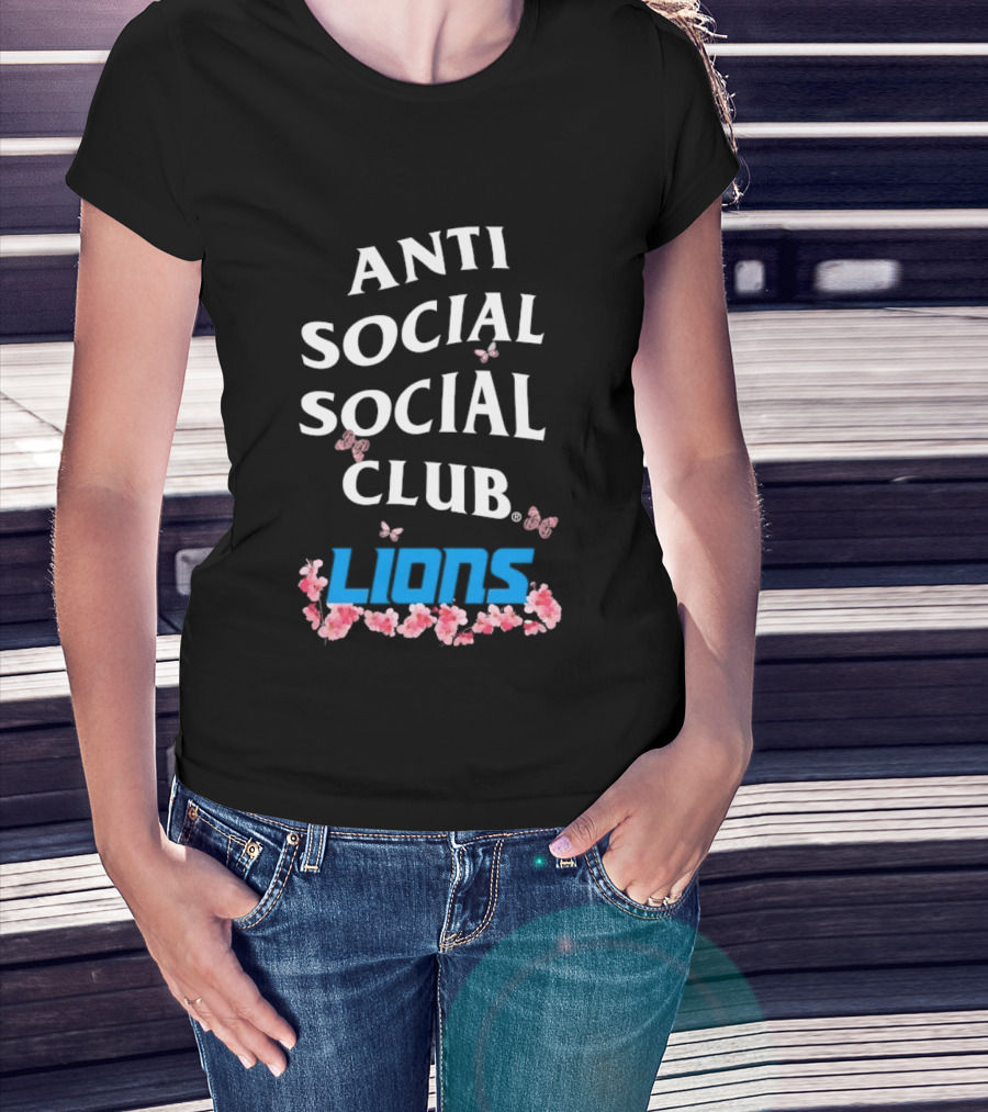 Anti Social Social Club Detroit Lions Floral Butterfly T-Shirt