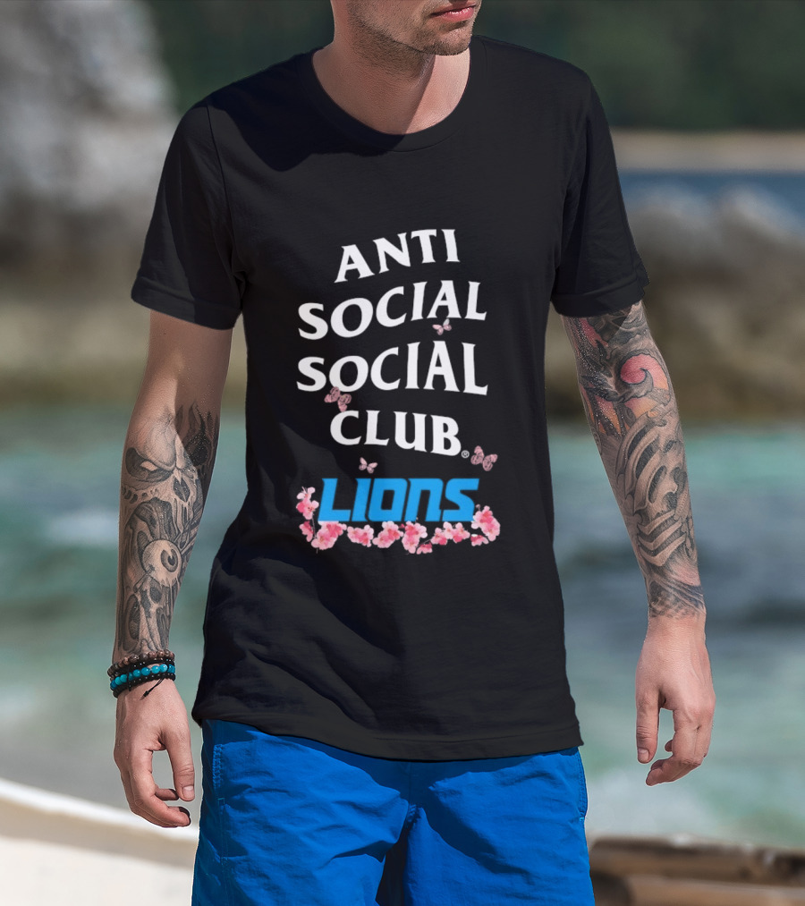 Anti Social Social Club Detroit Lions Floral Butterfly T-Shirt