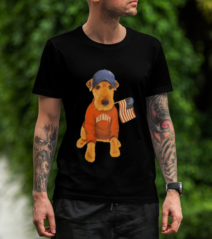 Old Navy Terrier Dog Baseball Cap American Flag T-Shirt