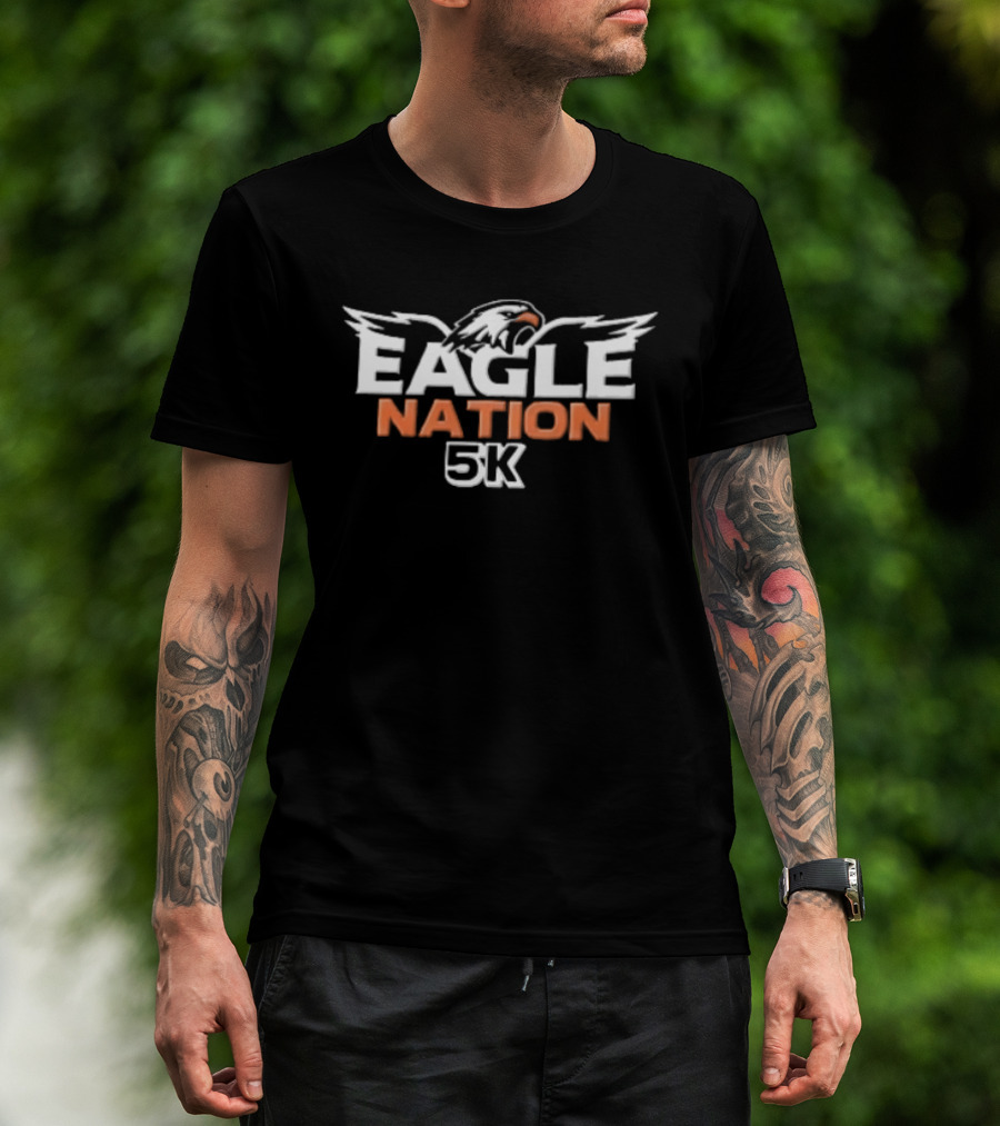 Eagle Nation 5k Screeching Feathered Bird Head Wings Spread T-Shirt