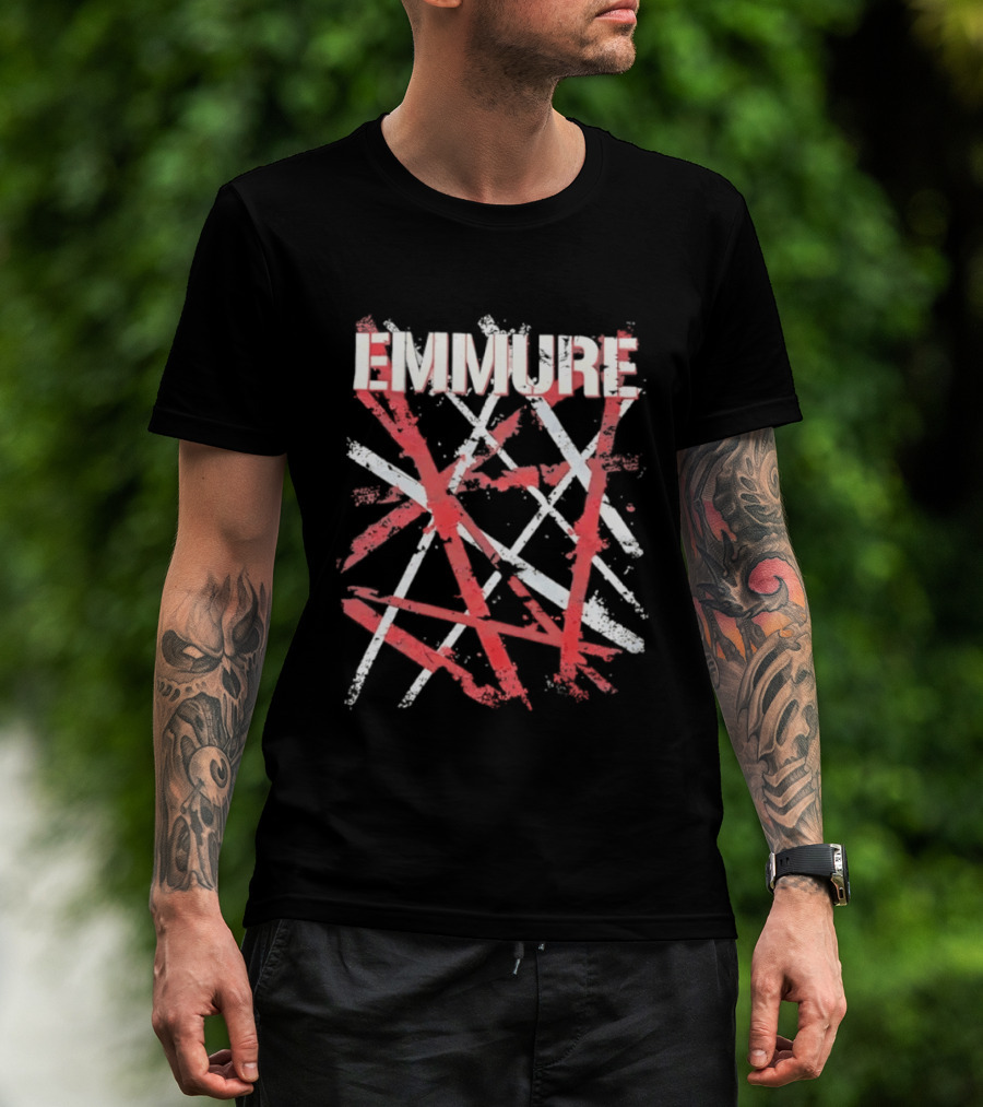 Emmure Distressed Metalcore Deathcore Red White Abstract T-Shirt