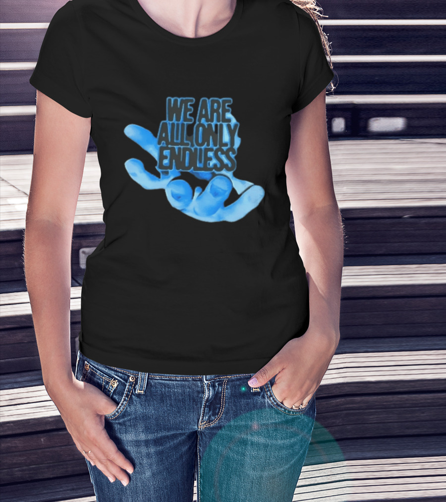 We Are All Only Endless Blue Glowing Open Hand Halftone T-Shirt