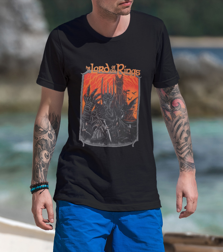 The Lord Of The Rings Sauron Aragorn Legolas Gandalf Gimli Fellowship Movie T-Shirt
