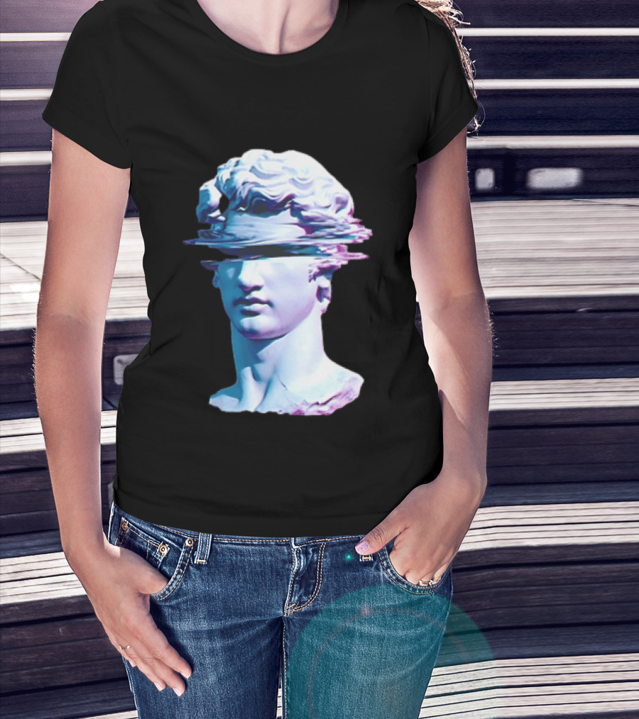 You Are Not Forgotten Classical Statue Bust Glitch Wave Distortion David Vaporwave Aesthetic T-Shirt