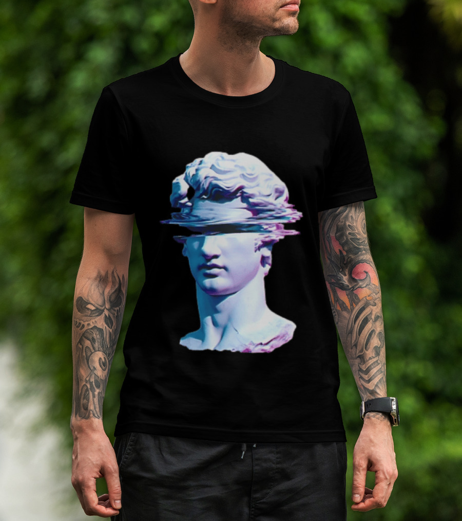 You Are Not Forgotten Classical Statue Bust Glitch Wave Distortion David Vaporwave Aesthetic T-Shirt