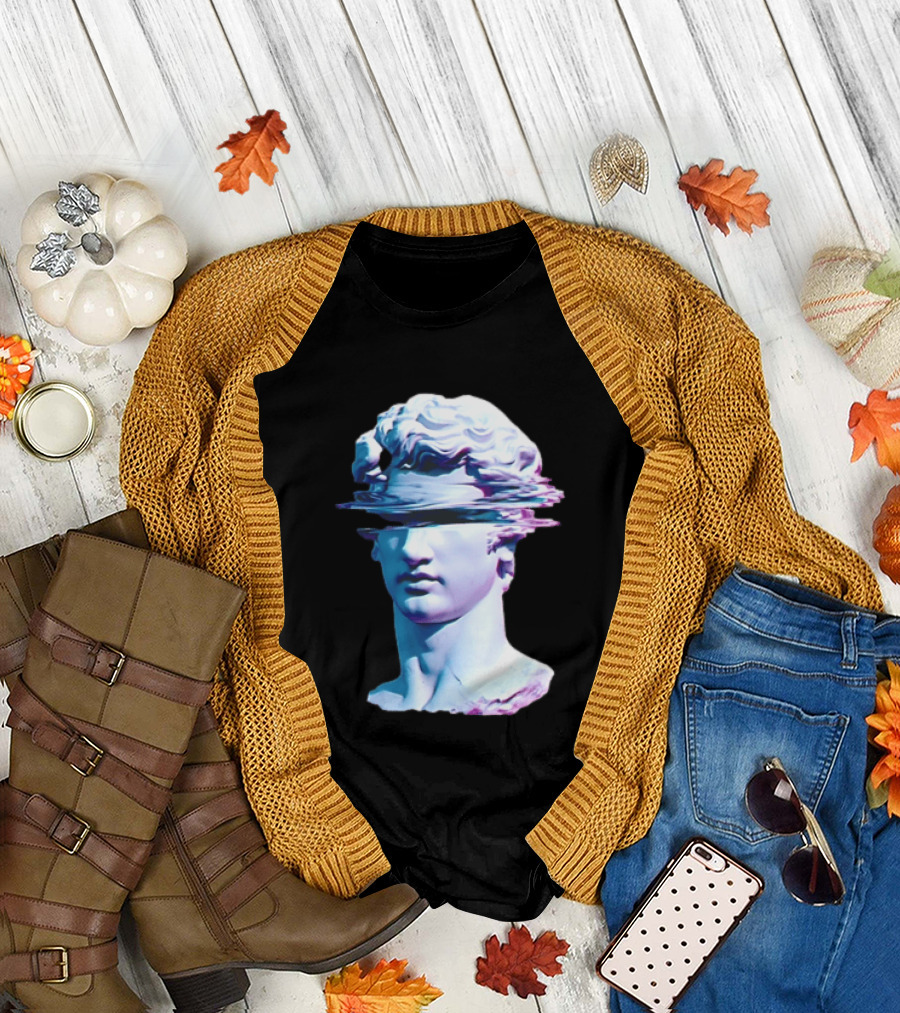 You Are Not Forgotten Classical Statue Bust Glitch Wave Distortion David Vaporwave Aesthetic T-Shirt